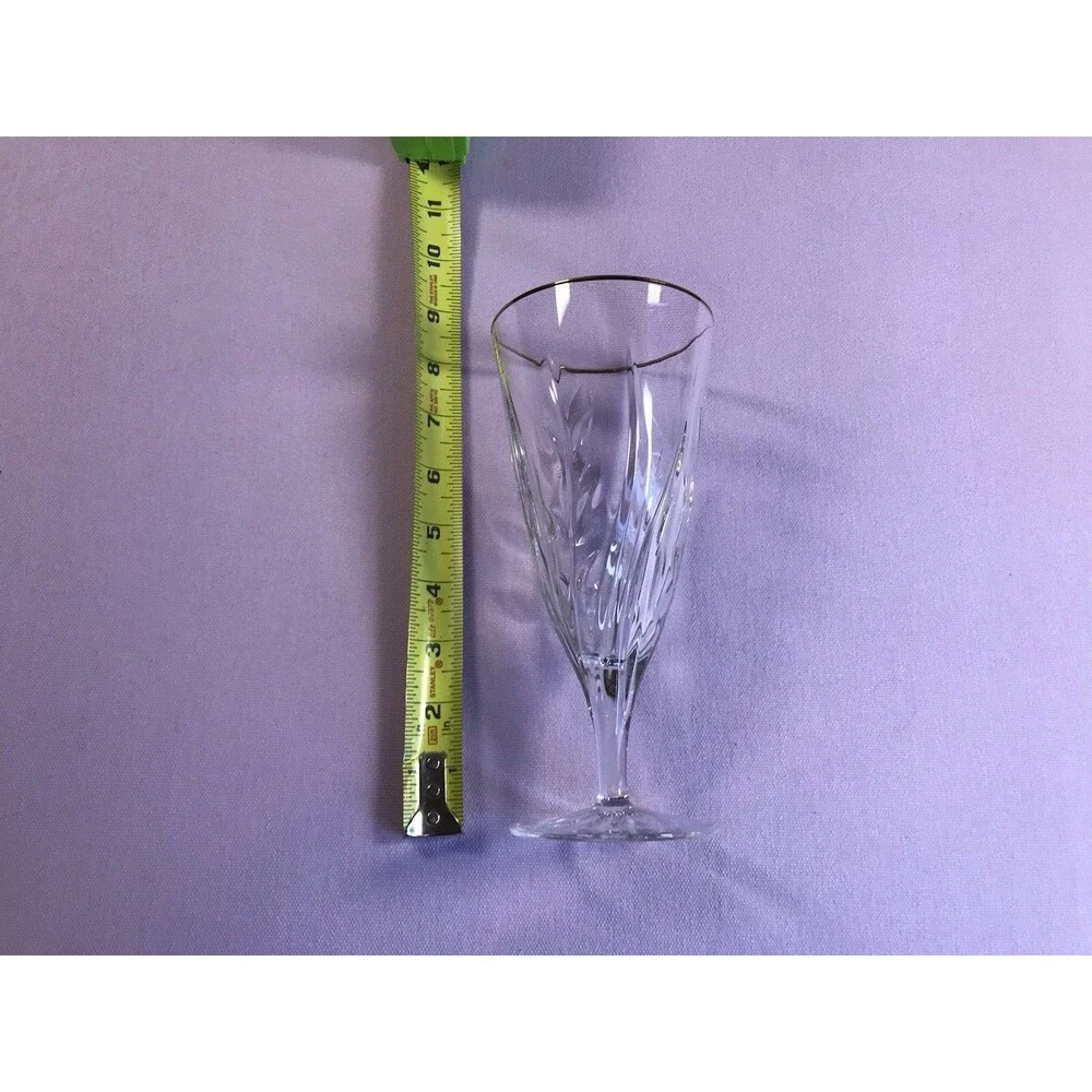 Cristal D'Arques Durand Cassandra Gold Rim Iced Tea 7 7/8 Goblets Set of 4